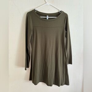 Kosis women’s olive green long sleeve T-shirt fall dress round neck casual Small